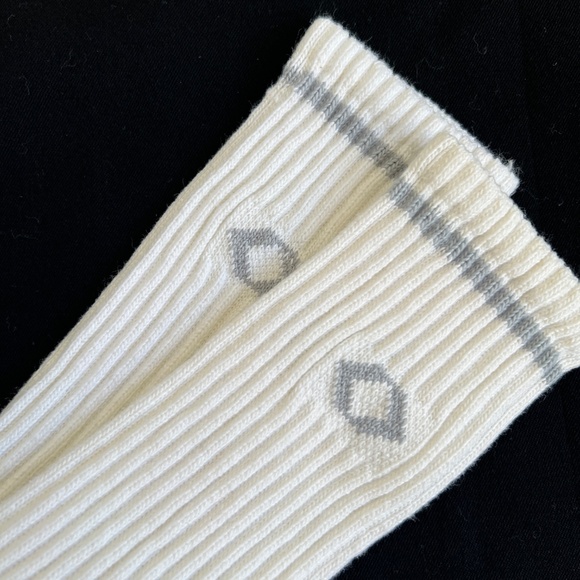 2 Pair Vintage Tube Sport Socks White w. Gray Stripe 24" Long New Old Stock NOS - Picture 2 of 4